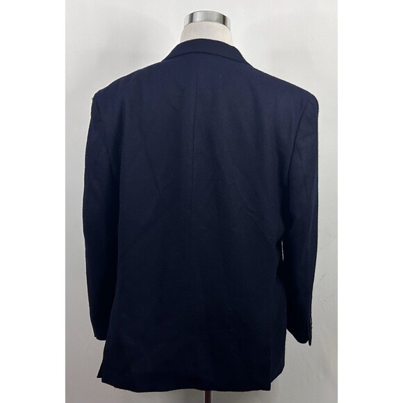 LRL Ralph Lauren 48R Sport Coat 100% Wool Flannel Navy Blue Two Button Vented - Picture 6 of 8